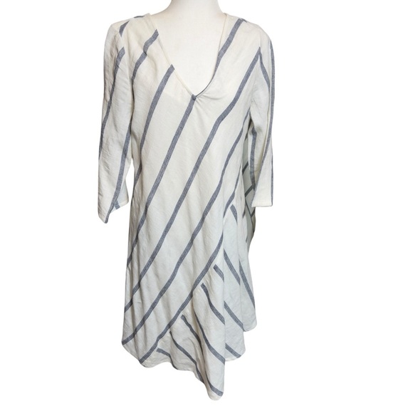 Soft Surroundings Striped Oversized Linen Blend Lagonlook Beach Vacation Dress - Picture 7 of 16